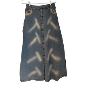 Agressor Denim Skirt Women Blue Maxi Modest Jean Vintage 90's 80s Button Up‎ XL
